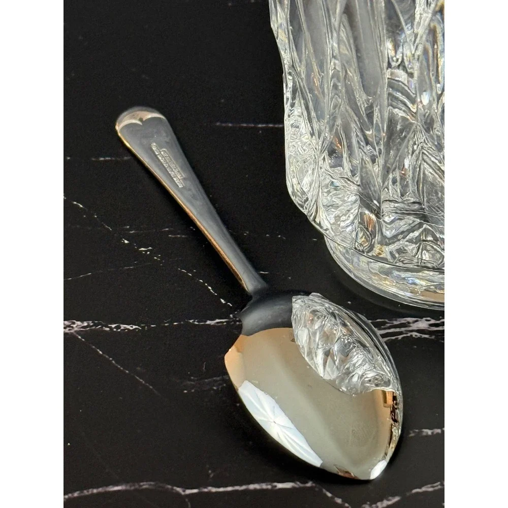 VTG German Nachtmann Bavarian Crytal‎ Jam Jar Salt Cellar Honey Pot w/Spoon EUC